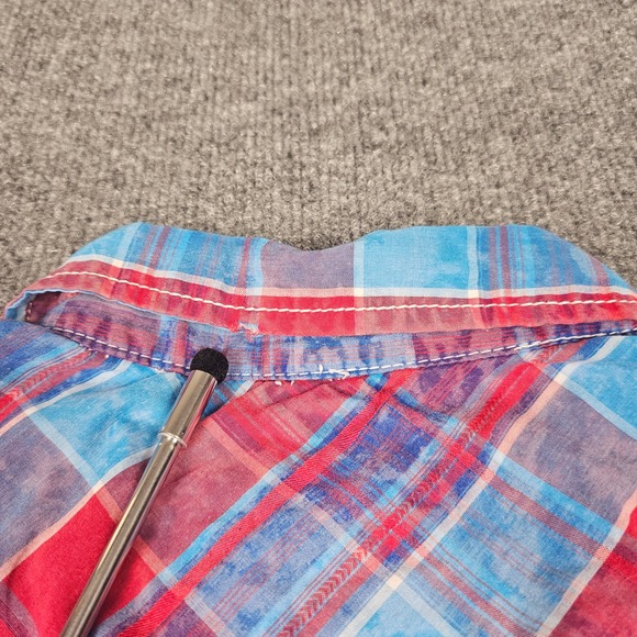 BKE Vintage Western Shirt Mens XL Tartan Plaid Short Sleeve Patriotic Pearl Snap - Picture 5 of 8